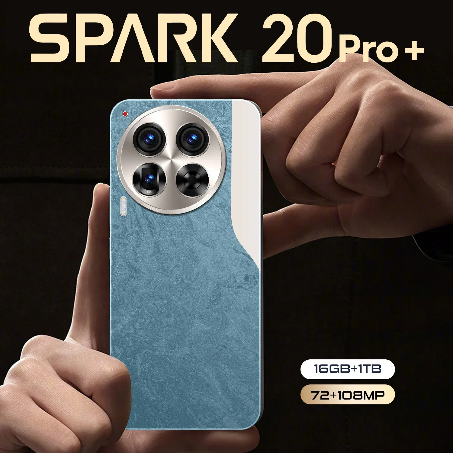 

Spark20 Pro+ 5G Snapdragon 8 Gen2 Phone with Android 13, 7.3'' HD Screen, Dual SIM, 16GB+1TB, 6800mAh Battery, 48MP+108MP Camera