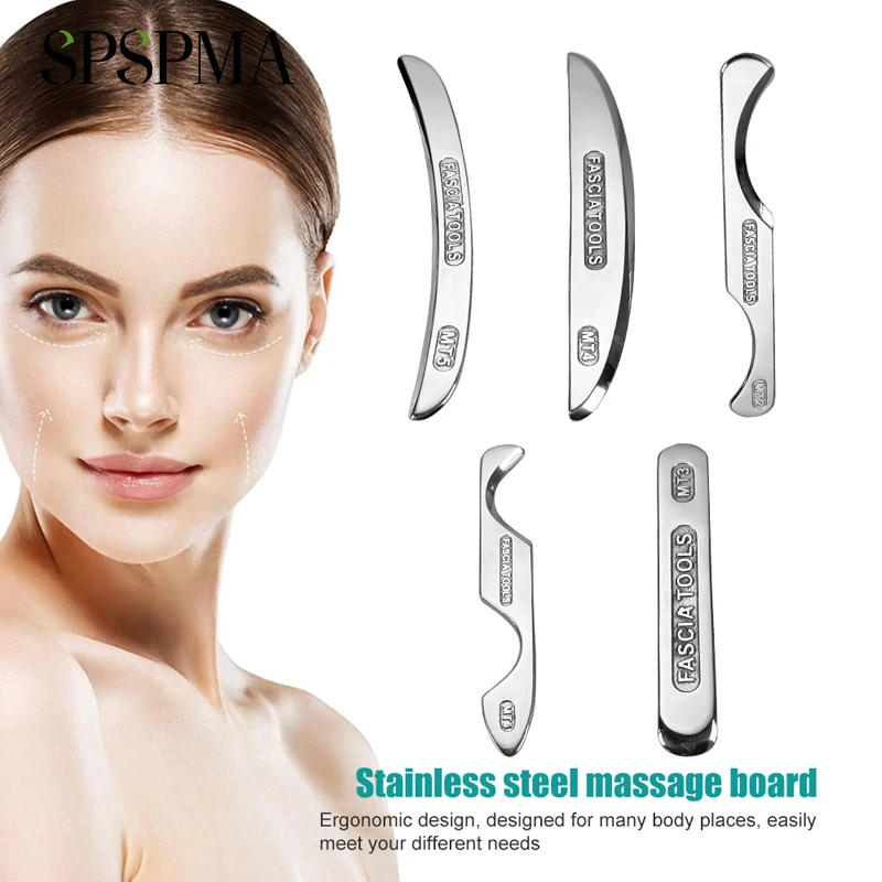 6PCS Stainless Steel Muscle Scraper Tool Set - Gua Sha Massage Scraping Tools for Physical Therapy, Deep Tissue Recovery