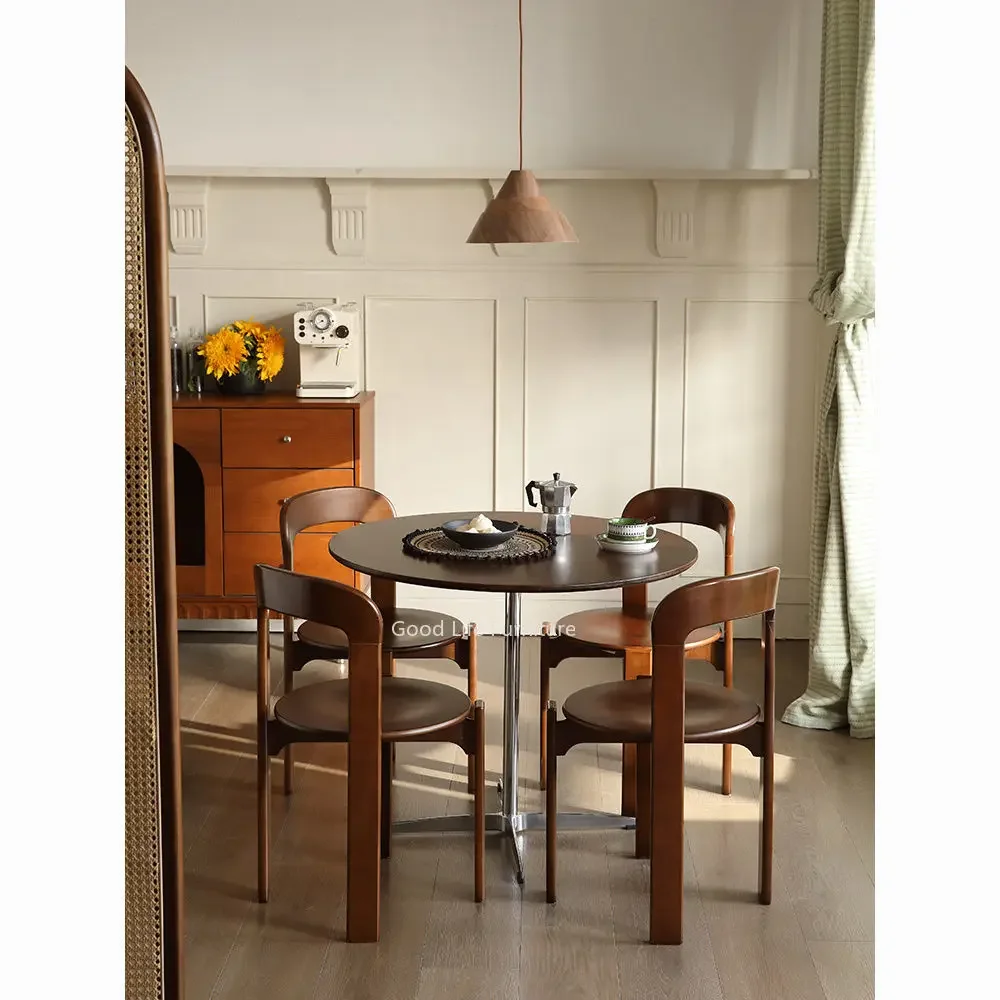 

Nordic Solid Wood Medieval Dining Chairs Small Living Room Japanese-French Designer Simple Home Vintage