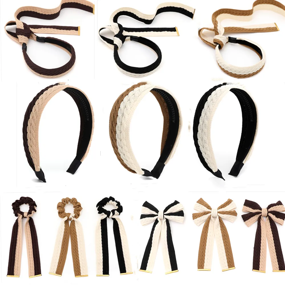  New Women braided knitted Hair Accessories multi color Hairband Knot pony large clips Girls HAIRCLIP