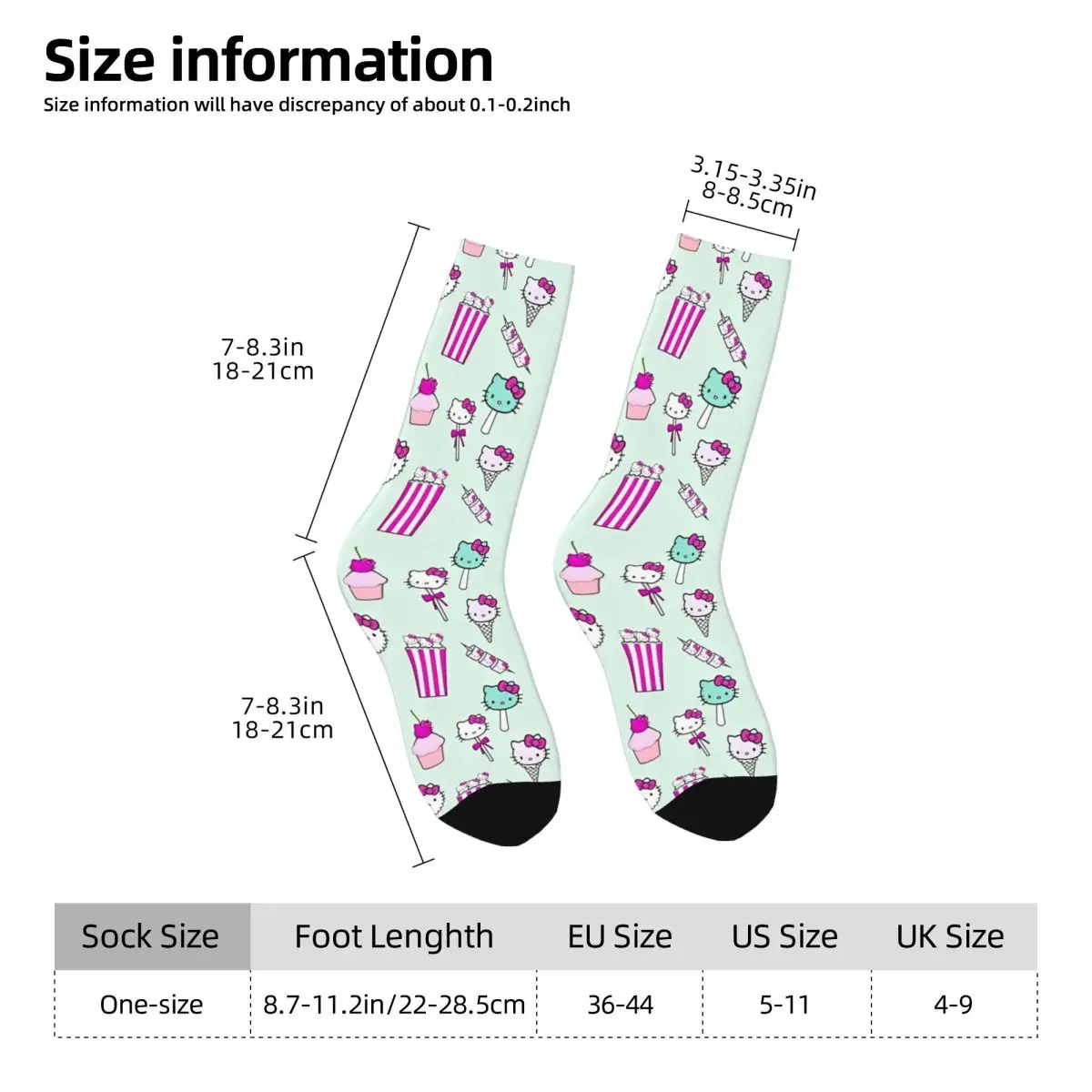 Hello Kitty Stockings Graphic Casual Socks Spring Non Skid Socks Men Running Sports Quality Socks