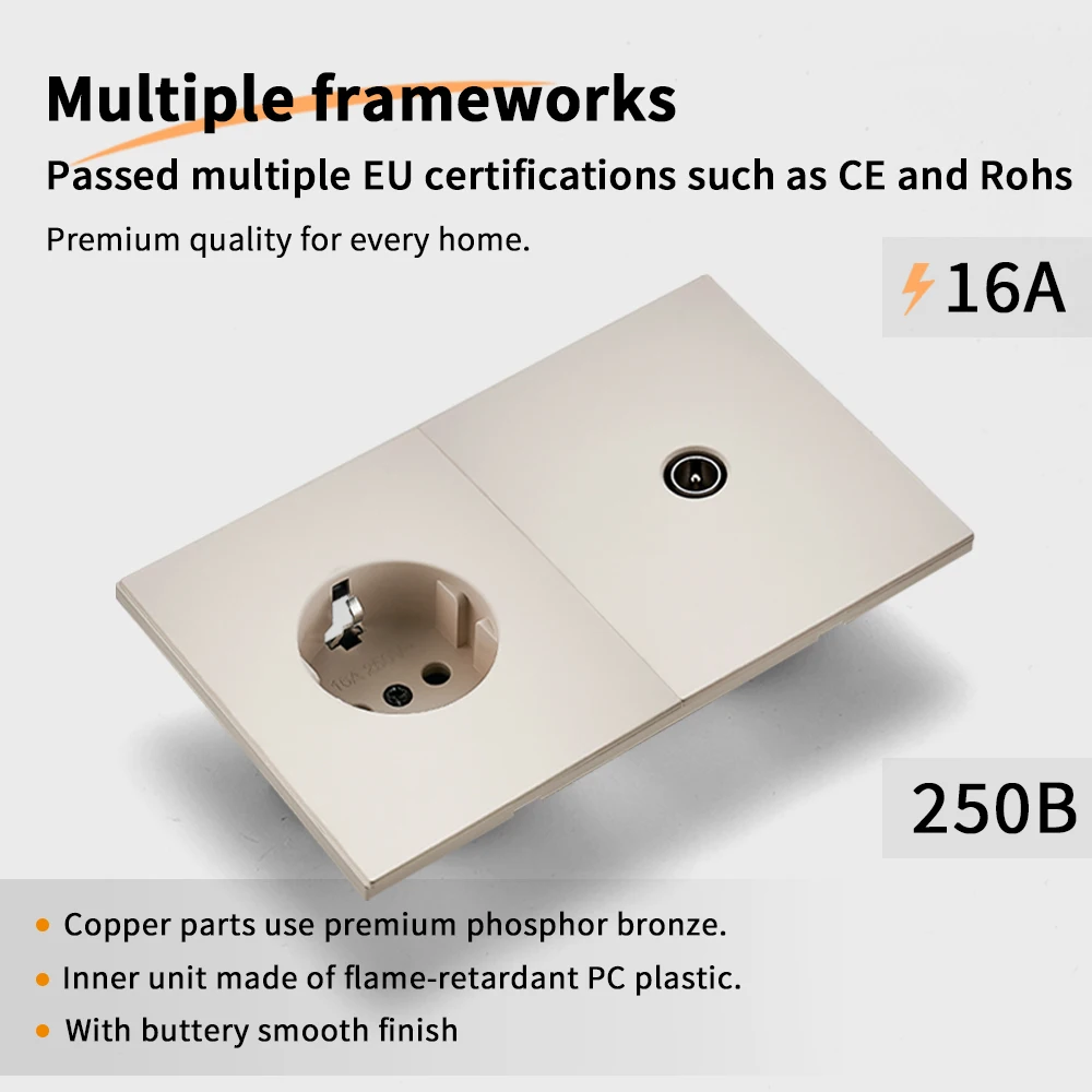 Skin Sensation 1 Socket TV Skin Feel Paint Embedded Integrated Panel Power Sockets DIY Combination Embedded Paint Wall Socket