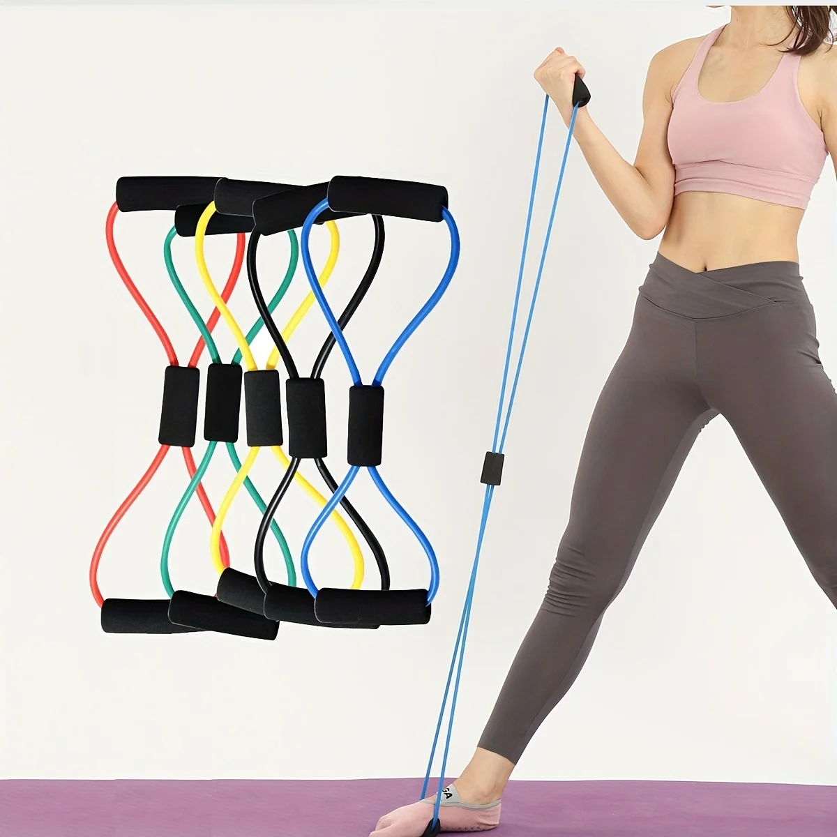 8-Shaped Elastic Yoga Band for Women - Shoulder and Back Toning, Resistance Band for Home Fitness