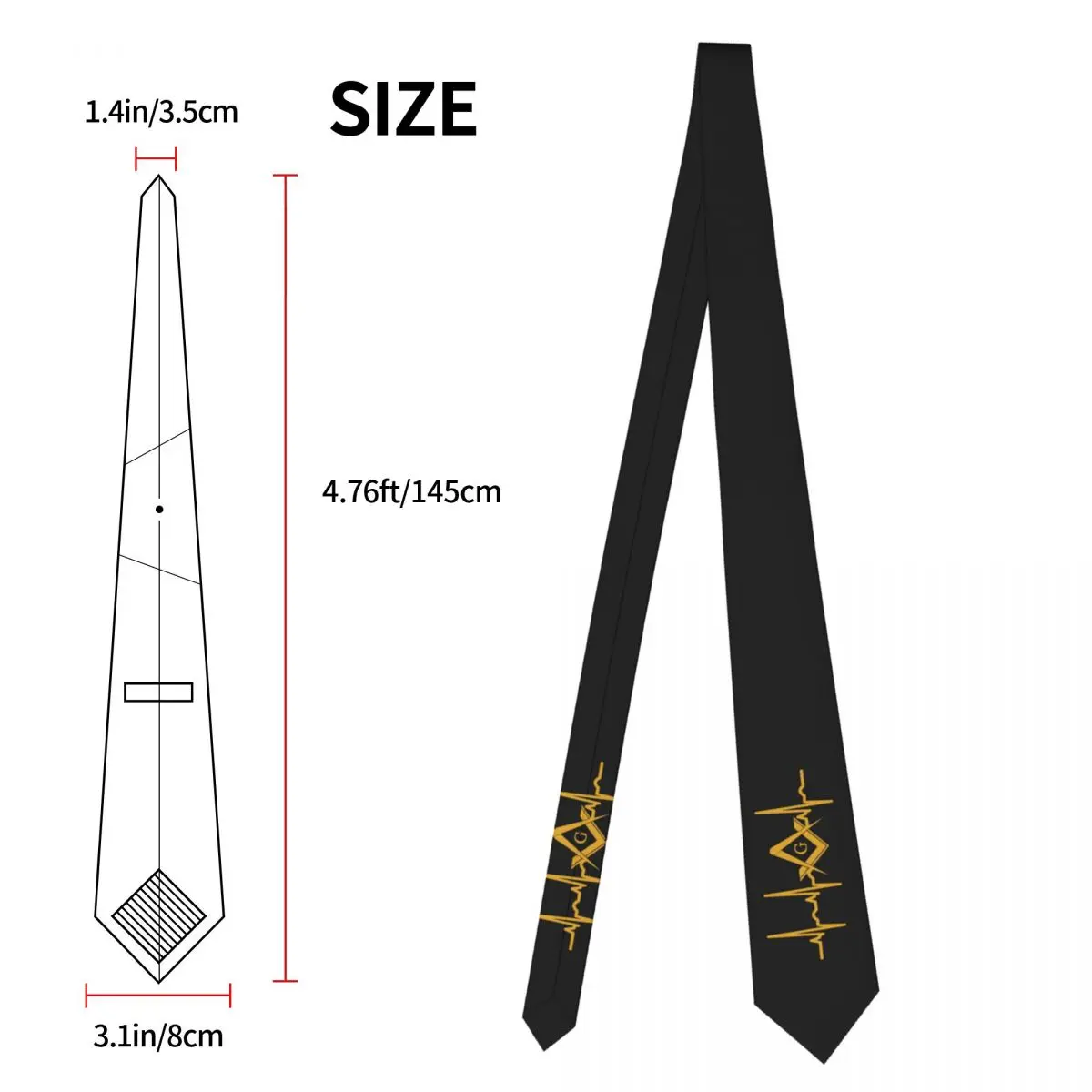 Fashion Heartbeat Freemason Neck Ties Mens Custom Silk Masonic Mason Neckties for Party Cravat