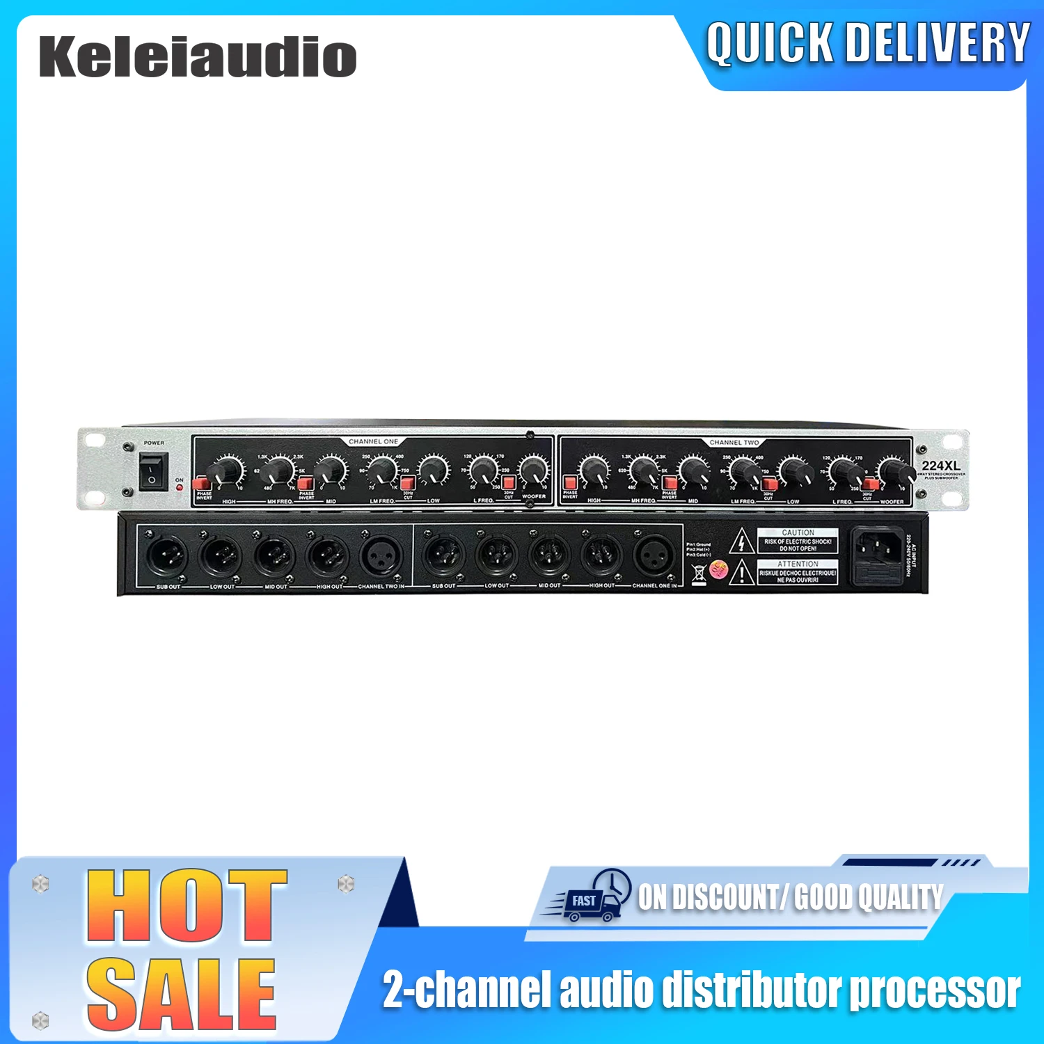 224XL Wholesale price professional stage crossover 2-way audio subwoofer 2/4 audio distributor processor microphone accessories