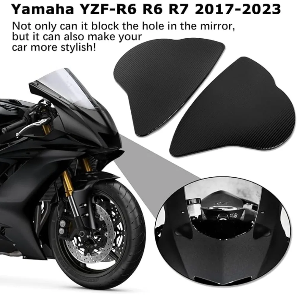 2 Pcs Motorcycle Accessories Rearview Mirror Block Off Base Plates Cover for Yamaha YZF-R6 2017 2018 2019 2020 2021 2022 2023