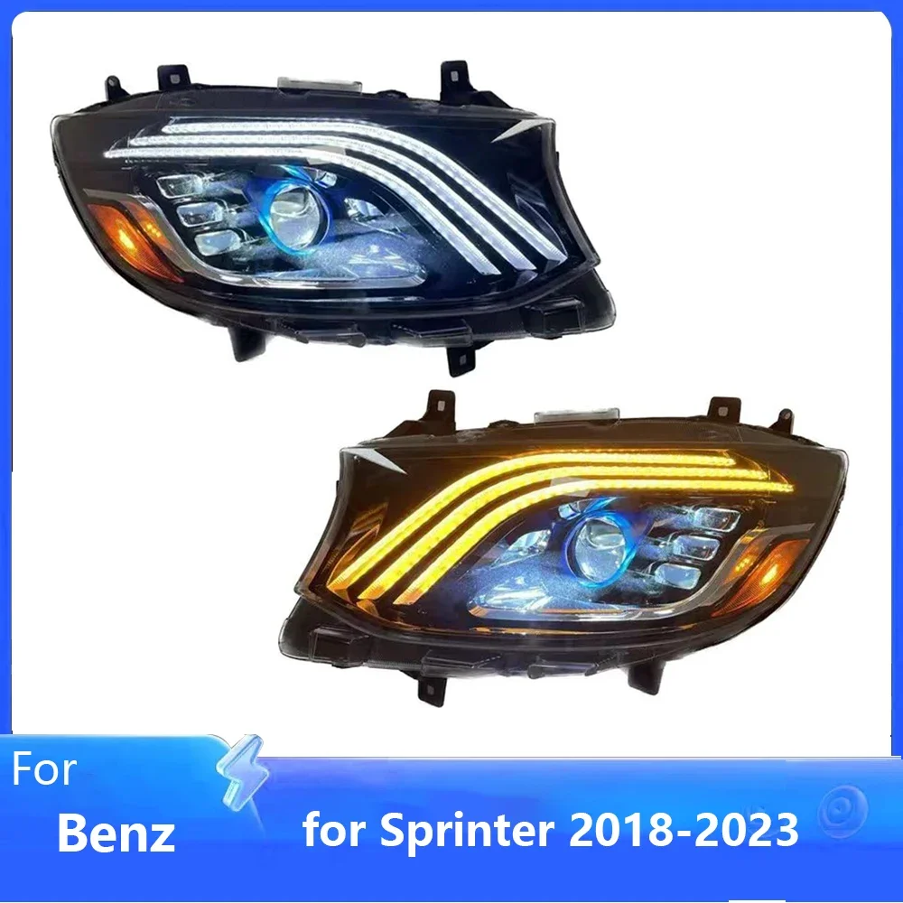 Pop Pop For Sprinter 2018-2023 LED Auto Headlights Assembly Upgrade Dynamic Meteor Shower Maybach Design LHD RHD Accessories