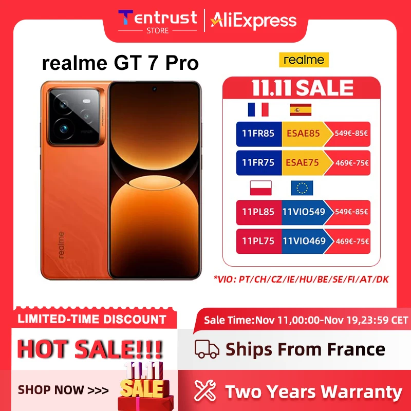 Version Globale realme GT 7 Pro Smartphone 5G Snapdragon 8 Elite AI Ultra-clear Snap Camera RealWorld Eco² Display 6500mAh Battery 120W Charge NFC AI Smartphone Version Globale realme GT 7 Pro Smartphone 5G Snapdragon 8 Elite AI Ultra-clear Snap Camera RealWorld Eco² Display 6500mAh Battery 120W Charge NFC AI Smartphone