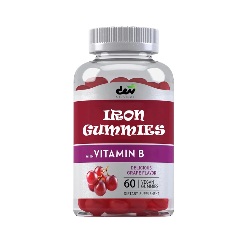Iron Gummies Supplement, Grape Flavor | Vegetarian, Non GMO, Gluten Free, 60 Gummies