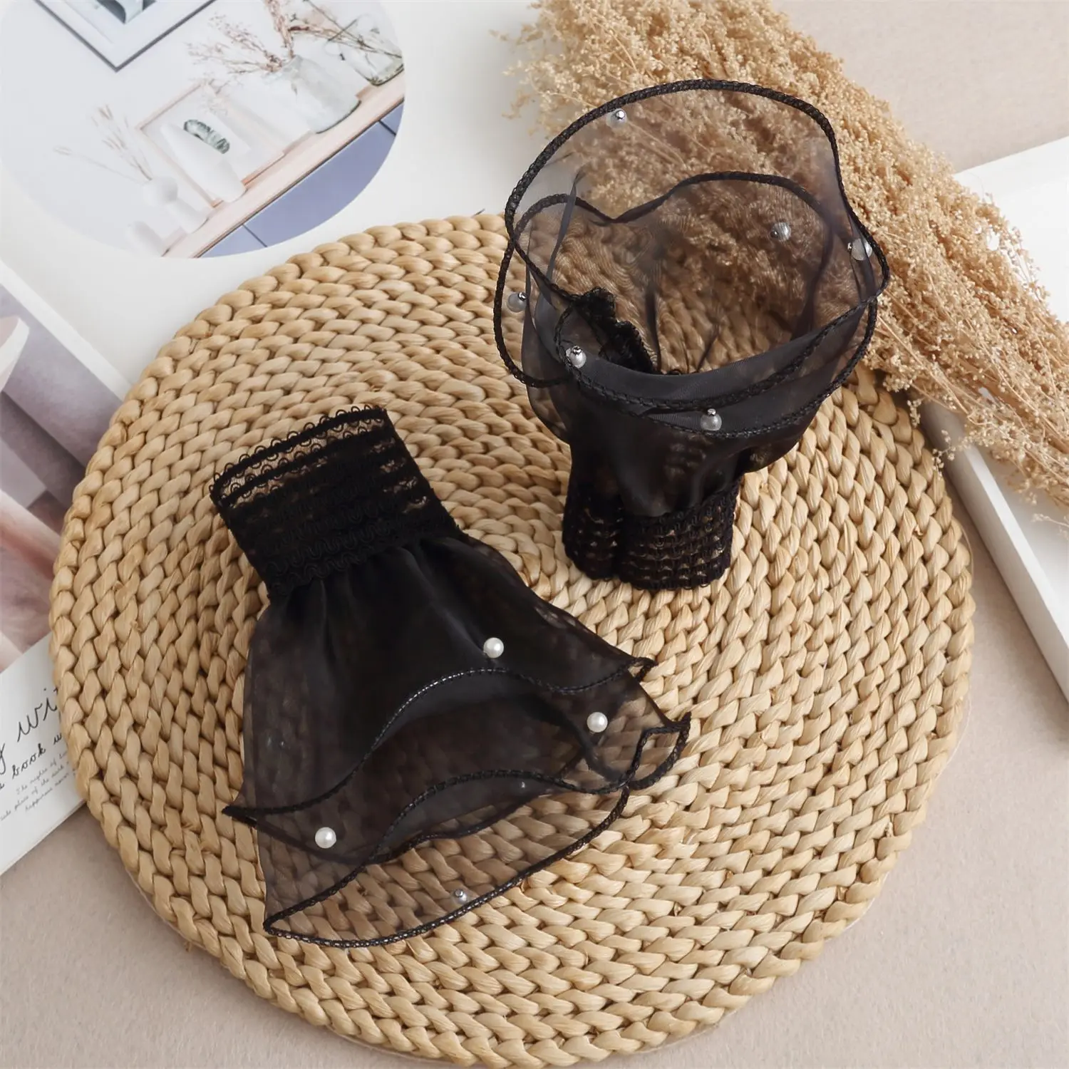 أكمام قابلة للفصل، إكسسوارات أكمام زفاف خفيفة الوزن، أصفاد شبكية من الدانتيل، أصفاد أنيقة من اللؤلؤ الصناعي لزي الزفاف #4