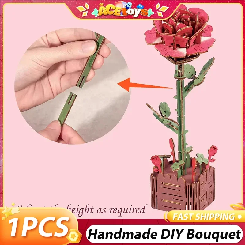 Handmade DIY Bouquet Stereoscopic Smooth Exercise Hand-On Skill Beautiful Always Flash Eternal Flower Children's Building Blocks