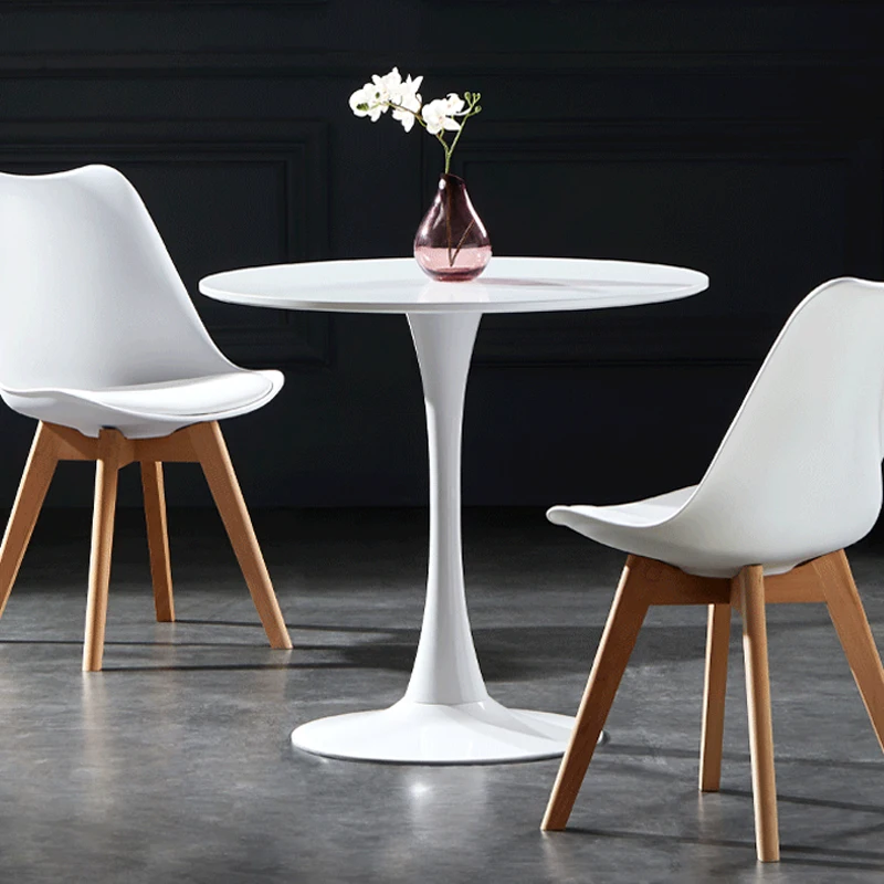 Small Round Table Nordic Simple and Casual White Designer Cafe Exhibition Hall Milk Tea Negotiation Tulip Balcony Table