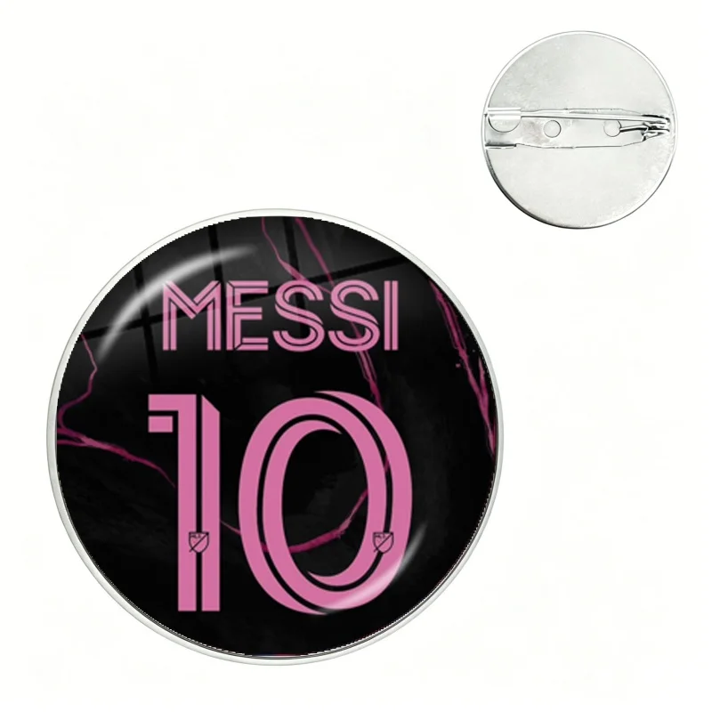 Soccer Legends Jersey Pin Funny Glass Brooches Shirt Lapel Bag Badge Football Players Messi Ronaldo Neymar Pins For Fans