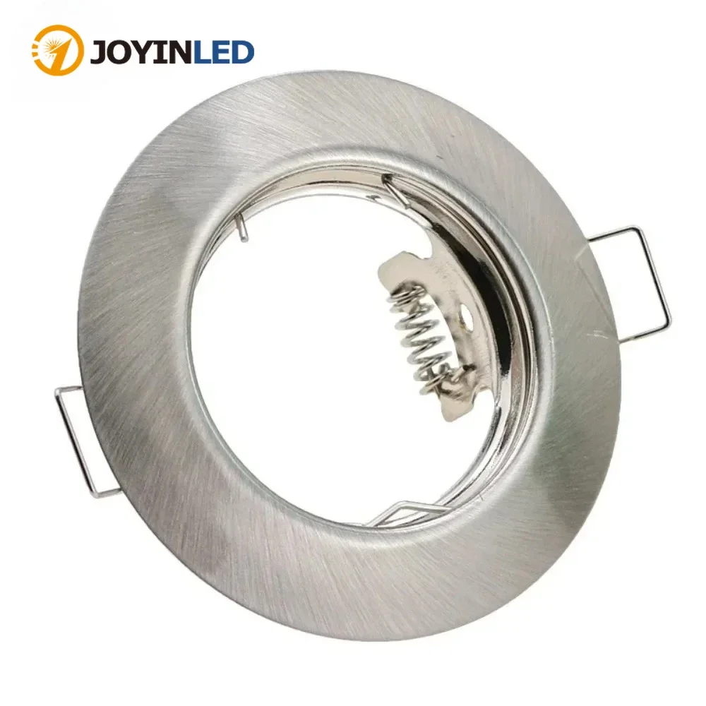 JOYINLED Satin Nickel GU10 MR16 Recessed Spotlight Frame Adjustable Downlight Trim Ceiling Light Housing Fixture 55mm Cutout