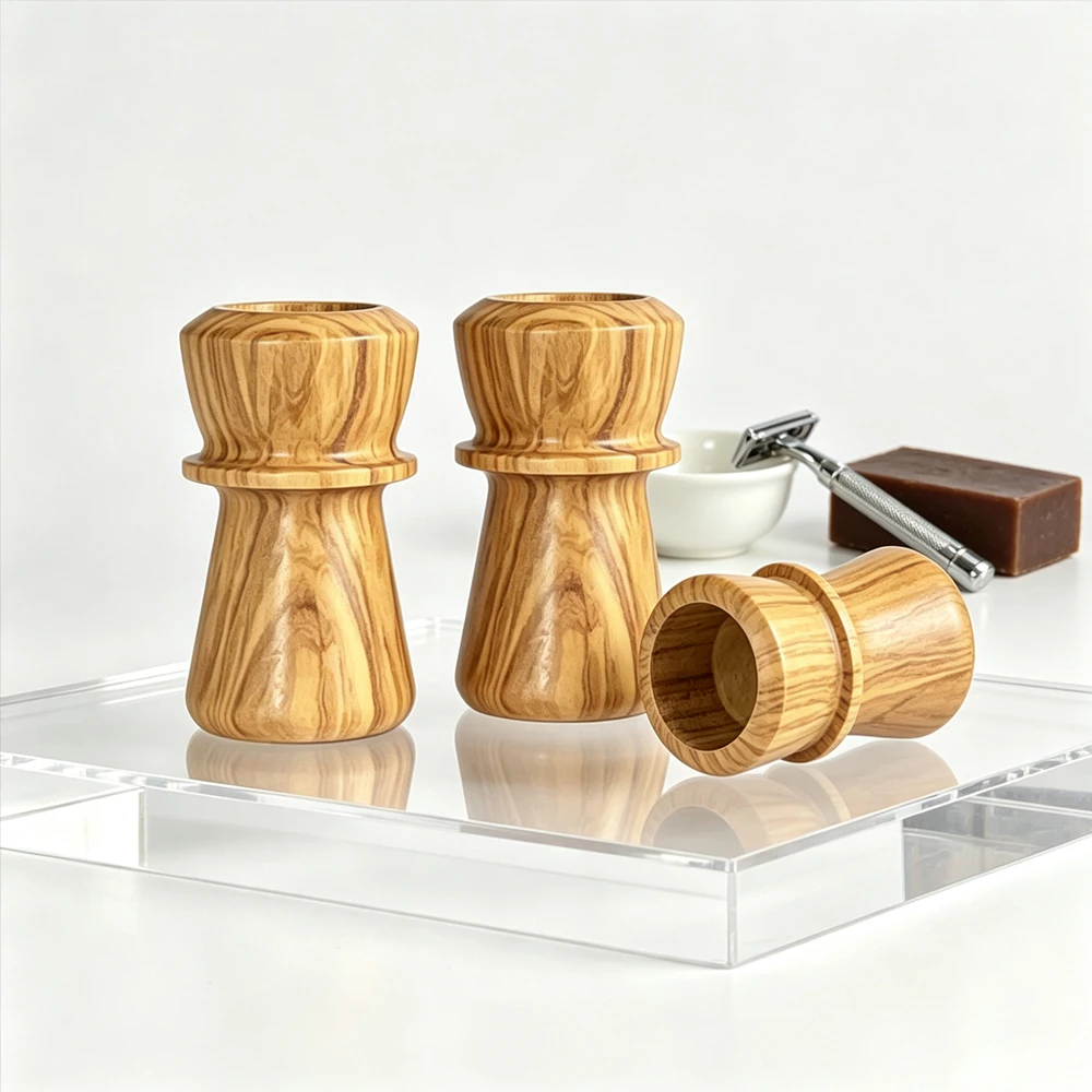 Olive Wood -Eguan‑Style Handle Brush Handle BOTI Shaving Kit In‑Stock, No Customization Available