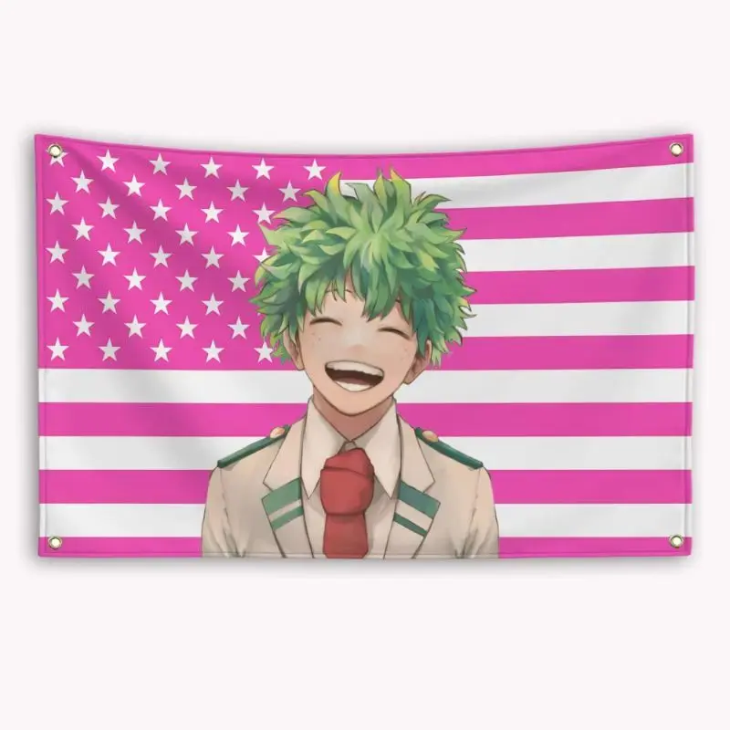 VIKAMA Pink American Flag Anime Tapestry Wall Hanging Y2K Youth Dorm Party Photo Backdrop Aesthetic Decor