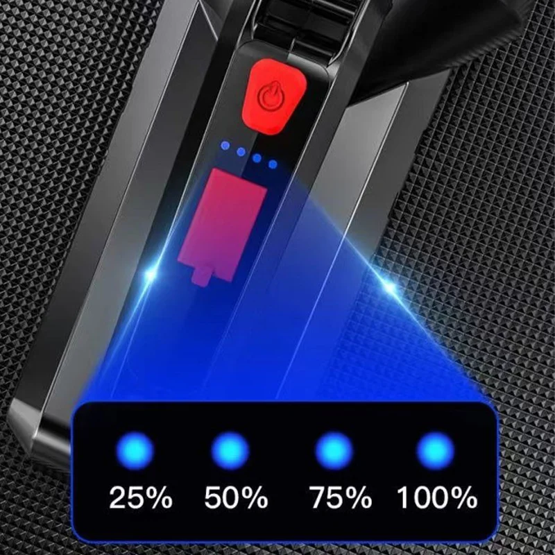 손전등 강한 빛 탐조등 USB 충전식 COB 야외 방수 장거리 LED 고성능 손전등