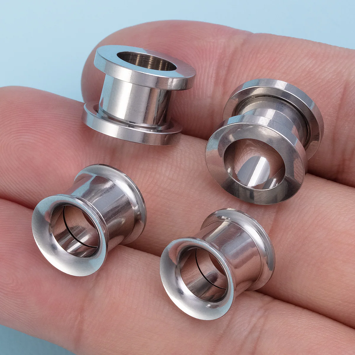 2 Stück chirurgischer Stahl, schraubbar, Ohrmessgeräte, Tunnel-Expander, Körperpiercing, doppelte Flare-Stecker, Dehnungsohrringe für Unisex, 3–25 mm – Detail 7