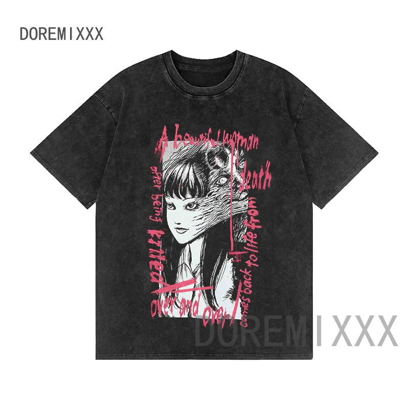 

Tomie Junji Ito Anime Streetwear Harajuku Horror Manga Vintage Distressed Tshirt Manga Graphic T Shirt Women Tops Tees