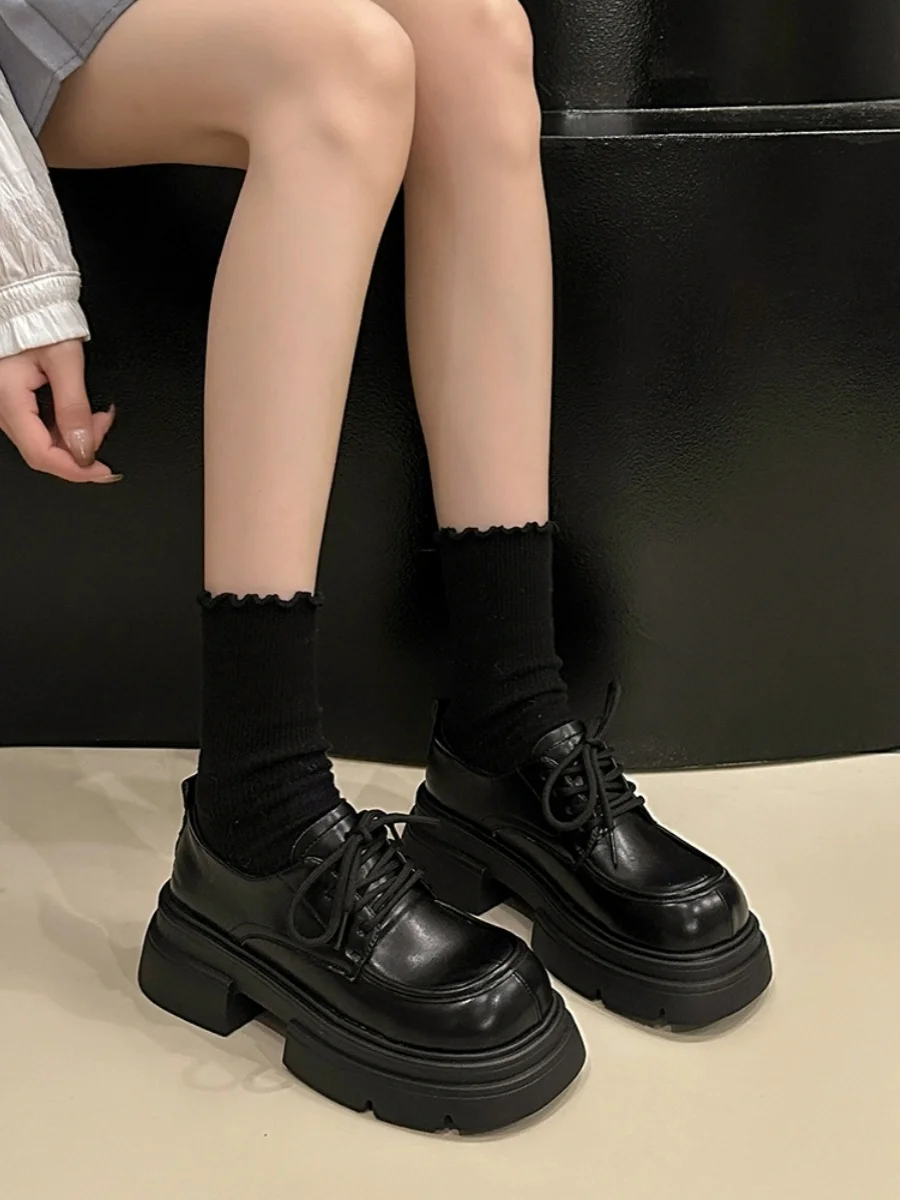 Shoes Autumn Clogs Platform British Style Oxfords Women\'s Casual Female Sneakers Flats Modis Round Toe Fall Retro Creepers Prepp