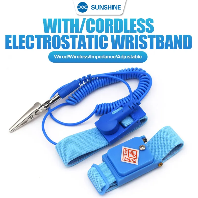 SUNSHINE Anti Static Bracelet Electrostatic Cordless Adjustable ESD Discharge Cable Wrist Band Strap Hand With Spare Wristband