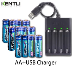 KENTLI AA 1.5V 3500mWh lithium li-ion rechargeable battery +4 Channel polymer lithium li-ion battery batteries charger