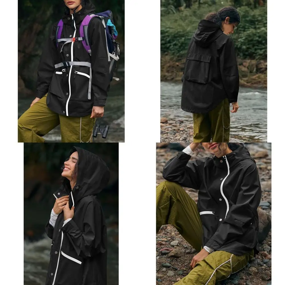 

Yousify женские водонепроницаемые дождевики плащ с капюшоном на подкладке ветровка плащ с карманами для походов на открытом воздухе