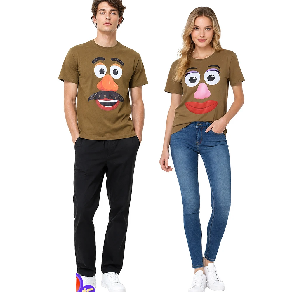 Mr. Potato Head T-Shirt for Couple Funny Cartoon Potato Print Tees for Men Women Halloween Carnival Party Toy Story Costumes