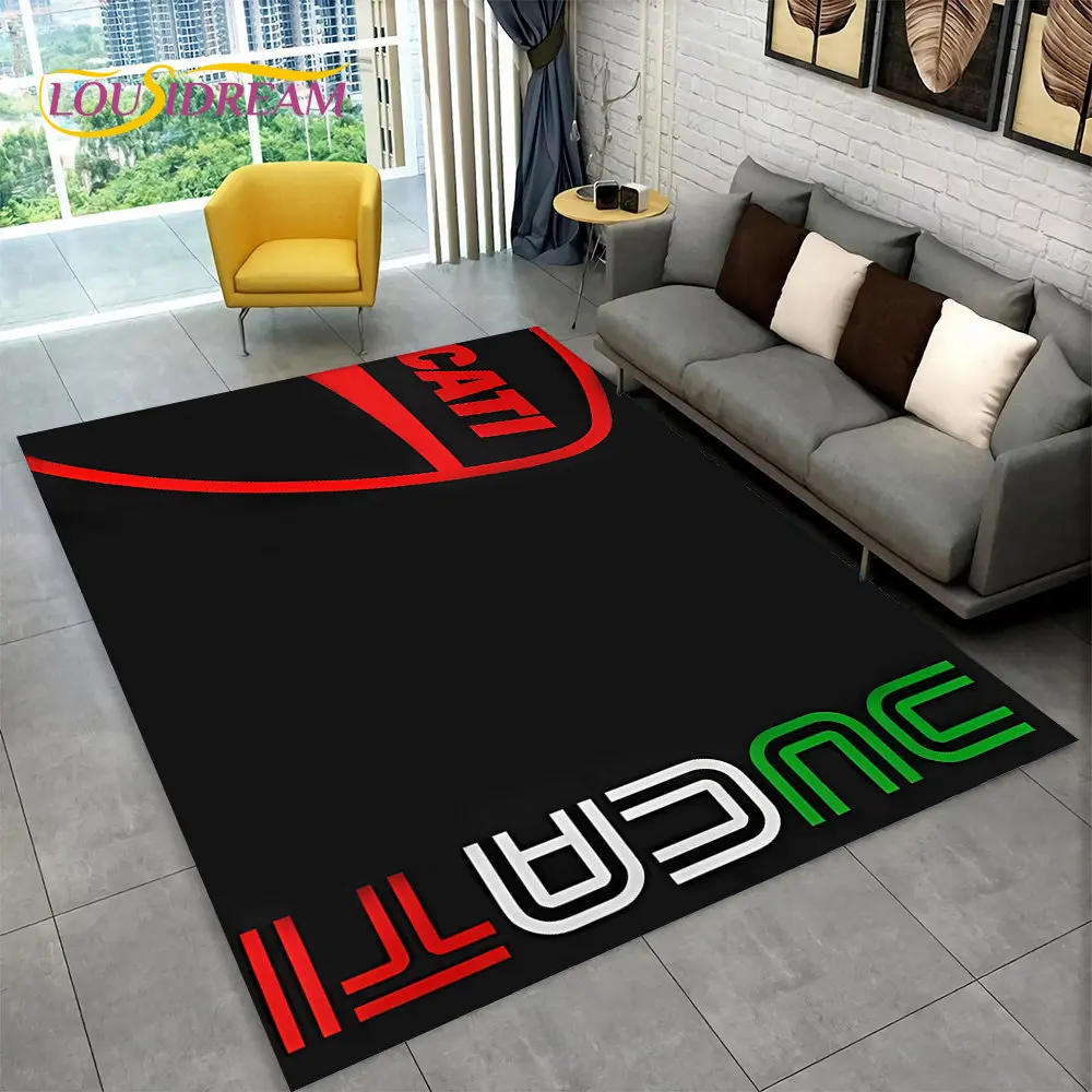 Image of 3D-Teppich mit D-Ducati-Muster, groß, Teppich für Wohnzimmer, Schlafzimmer, Sofa, Fußmatte, Küchendekoration, rutschfeste Bodenmatte für Kinderspiele