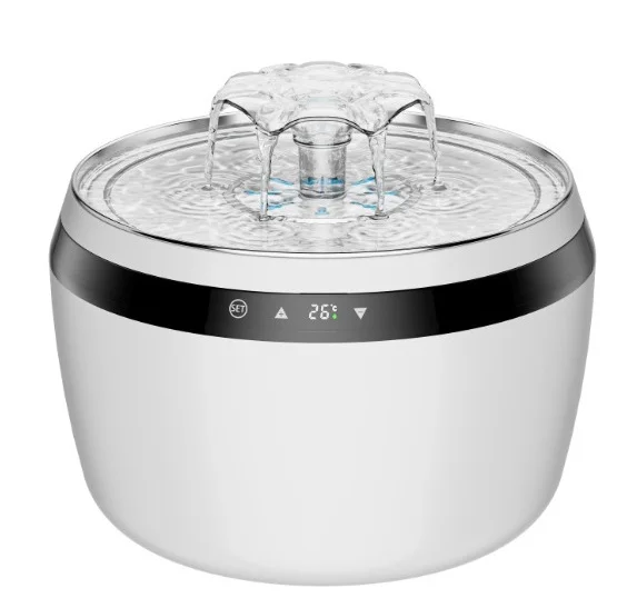 

Умный фонтан для кошек из нержавеющей стали, 2 л, сенсорный экран с подогревом, автоматический контроль температуры воды, полипропиленовый диспенсер для воды для домашних животных