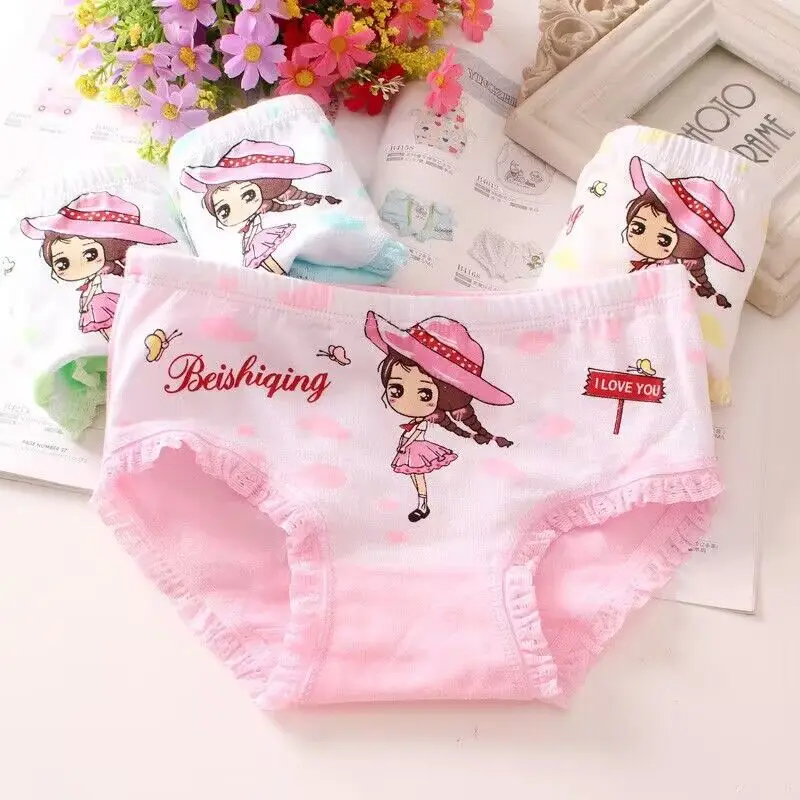 3Pc/Lot Baby Girl Cartoon Briefs Underwear Girls Panties Kids Briefs Underpants Children Underwear 3-12years