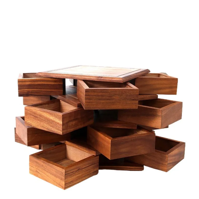 South American walnut Luban rotating mechanism box, storage tea set jewelry bracelet Wenwan walnut storage Wenwan bracelet