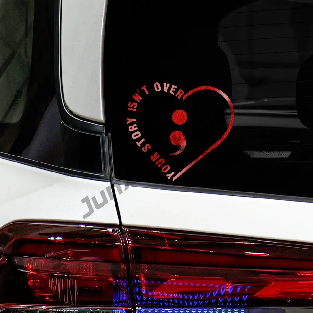 Your Story Isn’t Over Sticker Semicolon Heart Vinyl Decal Waterproof Decor for Car Windows Tablet Laptops Accessories