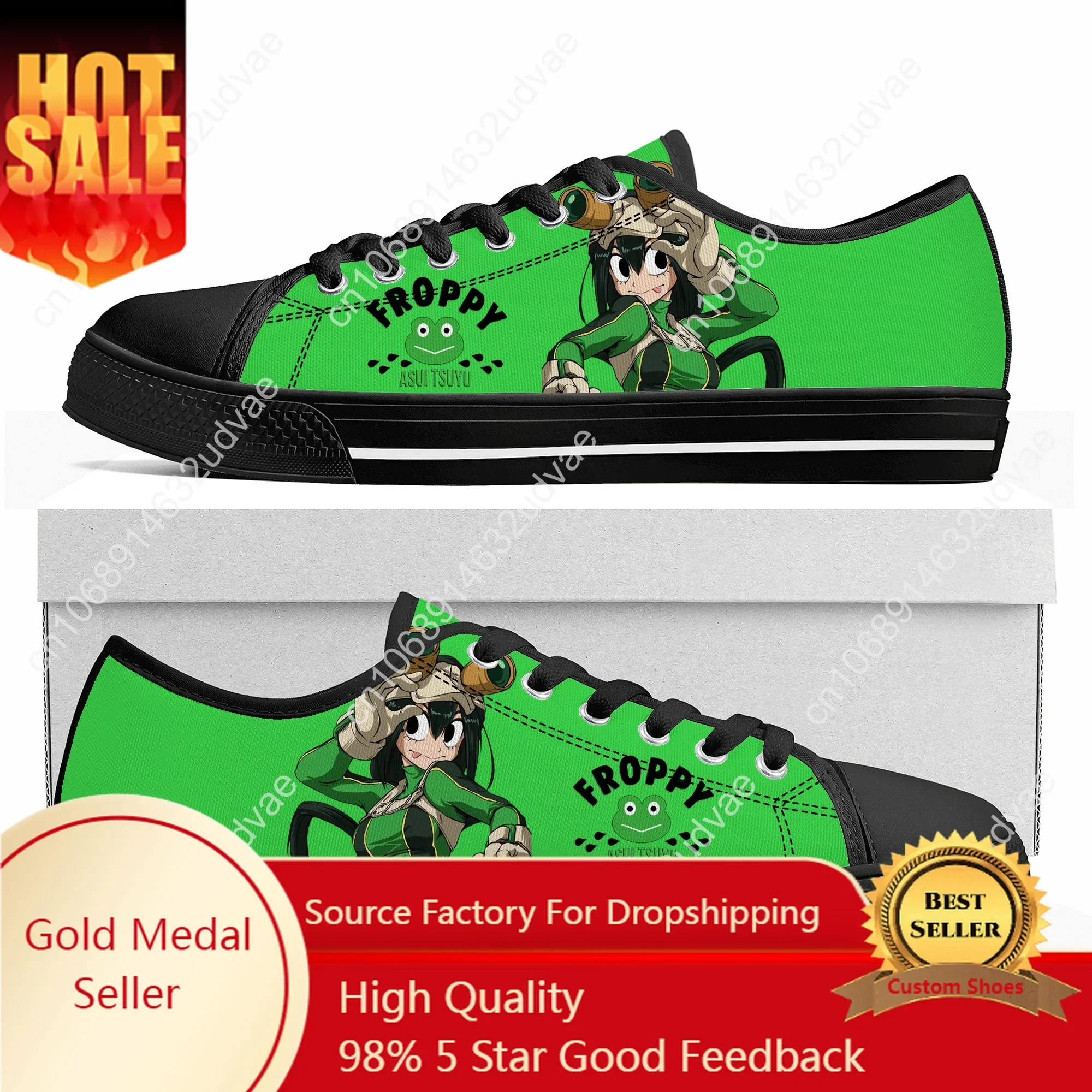 

Cartoon Asui Tsuyu My Hero Academia Low Top Sneakers Mens Womens Teenager High Quality Canvas Sneaker Couple Shoes Custom Shoe