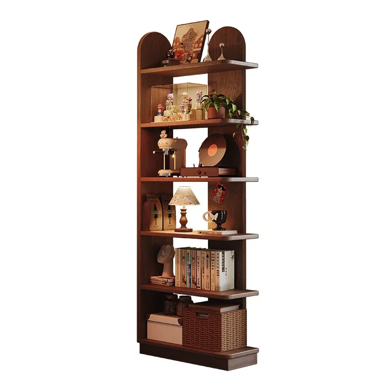 Strictly selected solid wood corner shelves, floor-to-ceiling narrow bookshelves, integrated against the wall, display shelves