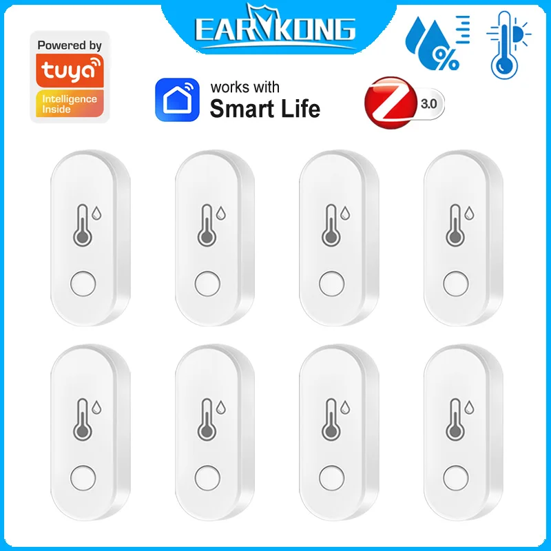 Zigbee Temperature and Humidity Sensor Works With Tuya Smart Life APP Remote Monitor Indoor Thermometer Hygrometer Alexa Google