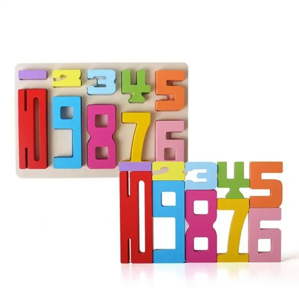 Wooden Digital Building Blocks Educational Balance Game 3D Digital Puzzle Assembly Bricks Large Particle Stacking Blocks