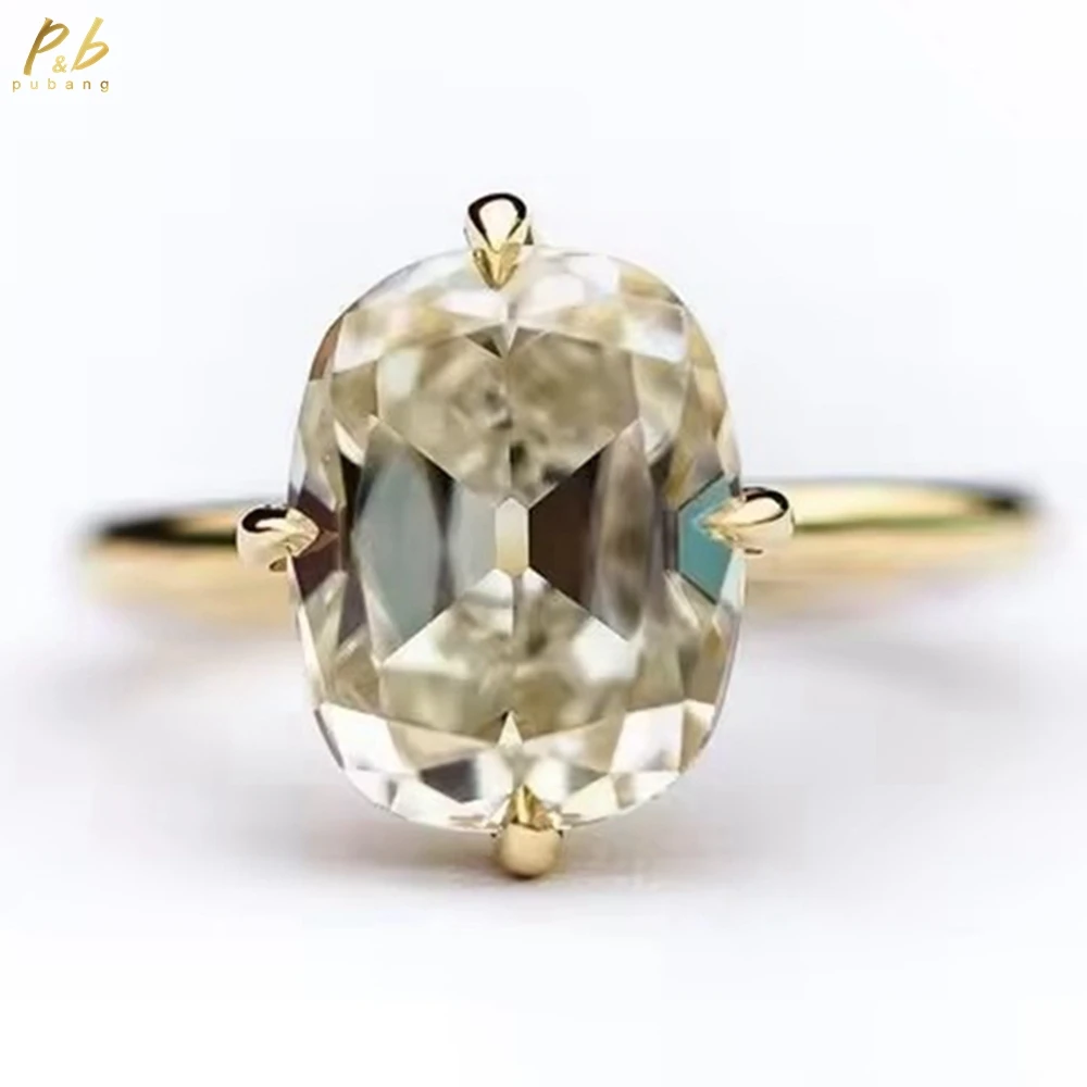 

PuBang VVS1 3EX D Color Real 5.5 Carat Old Mine Cushion Cut Moissanite Gems 14K Gold Ring For Woman Engagement Jewelry with GRA