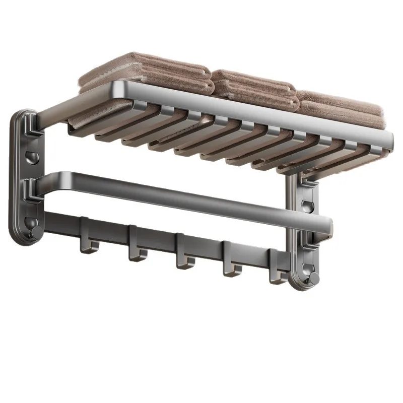 No Punching Wall Mounting Bathroom Bath Towel Holder Hanging Rod Shoe Rack Toilet Brush Holder Tissue Box Storage Set