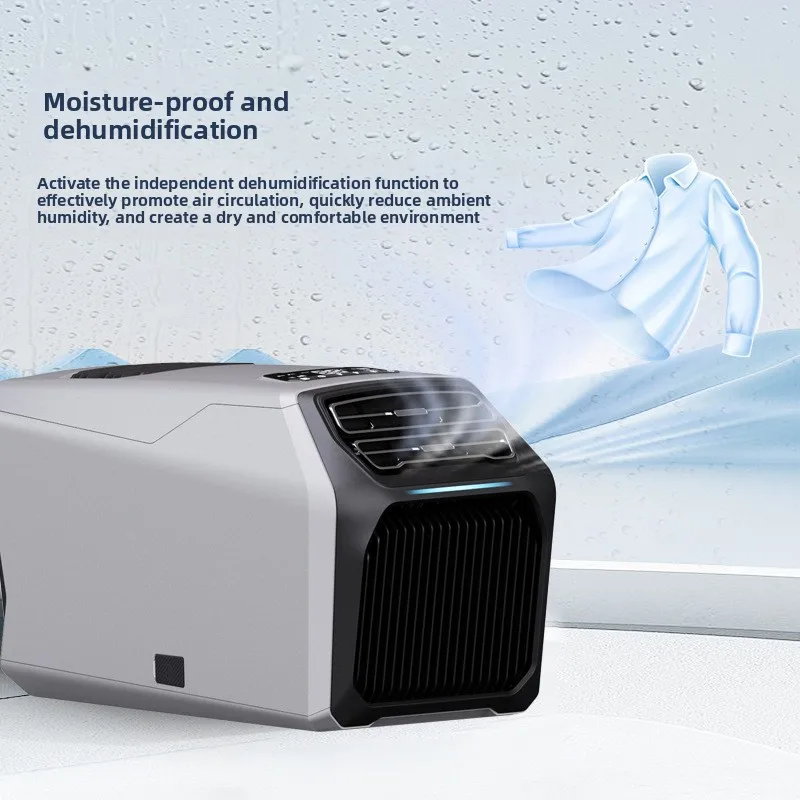 Portable ultra-thin silent 24V mini air conditioner, strong dehumidifier, for camping/outdoor/car trunk.