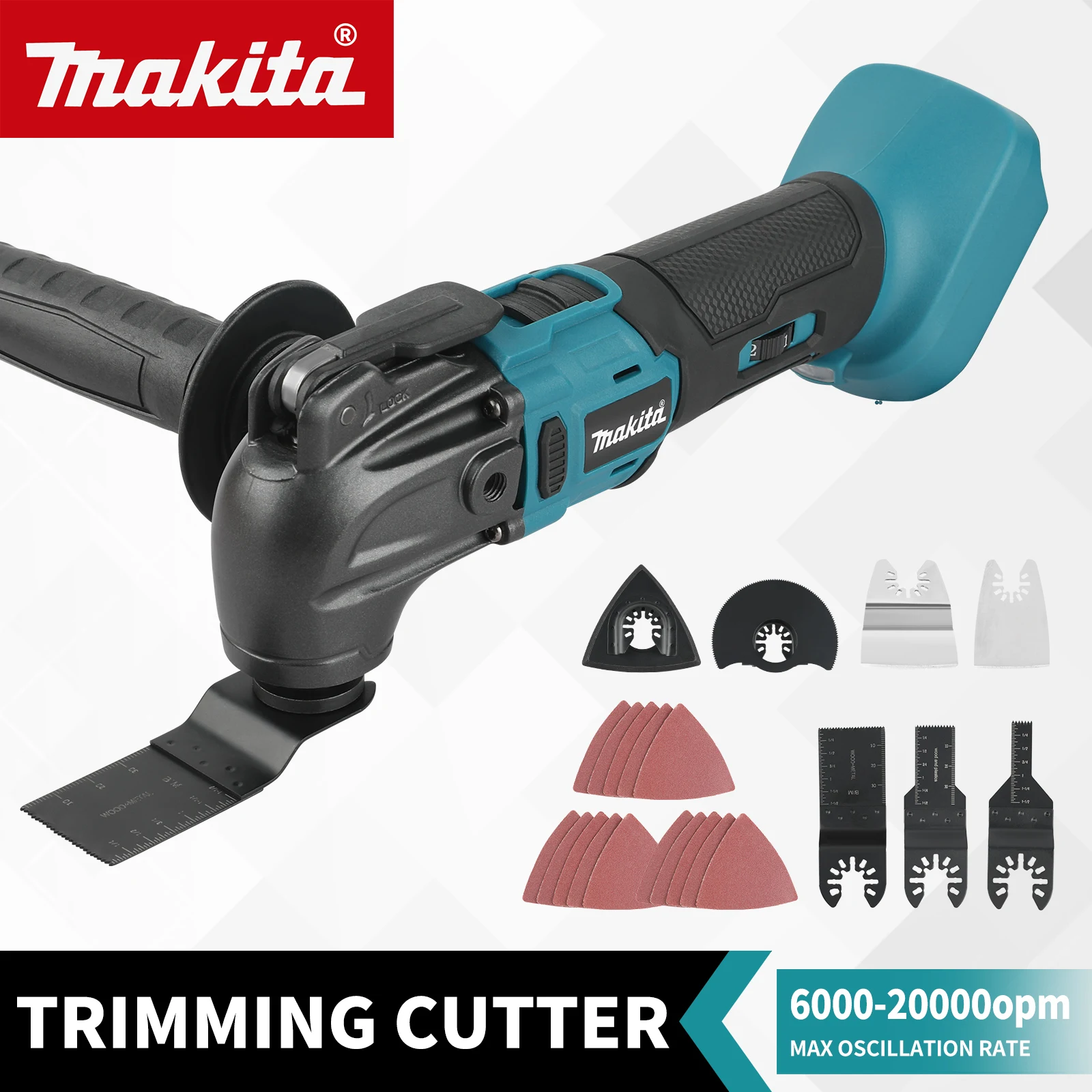 For Makita DTM51 Cordless Multi-Tool, 18V Oscillating Multi Cutter 6000-20000OPM for Cutting, Trimming & Scraping Work