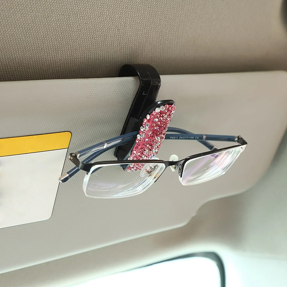 

Rhinestone Glasses Folder Sunglasses Holder Storage Visor Clip Auto Fastener Ticket Receipt No Scratch Rotatable