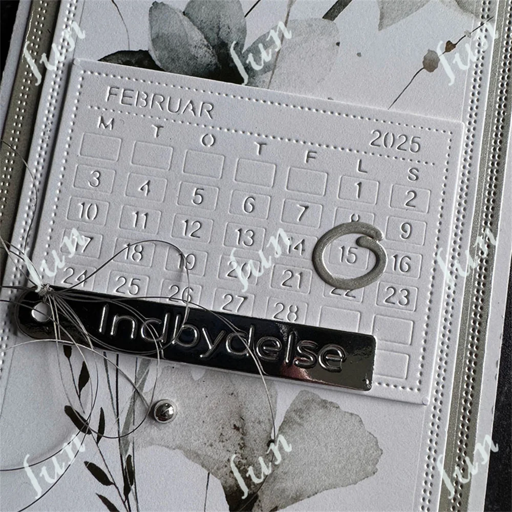 New Jan-Dec Danish English Calendar 2025 Metal Cutting Dies Scrapbooking Embossed Make Paper Card Album DIY Craft Decoration