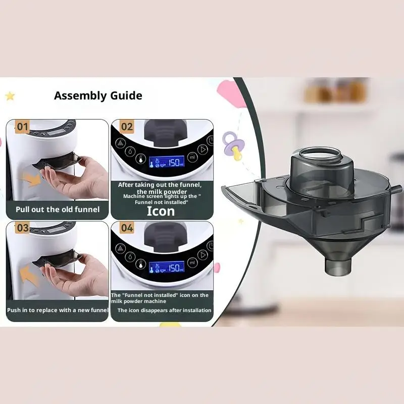 Set Suku Cadang Pengganti Baby Brezza - Corong & Penutup Asli untuk Dispenser Susu Formula, Kit Perawatan DIY dengan Desain Anti Bocor
