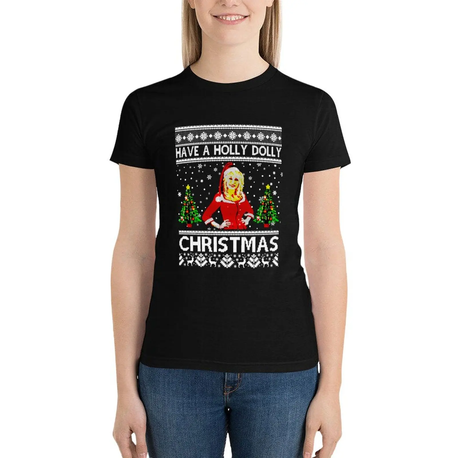 

Retro Have A Holly Dolly Christmas Parton's Music T-Shirt summer tops female tops western t shirts for Women