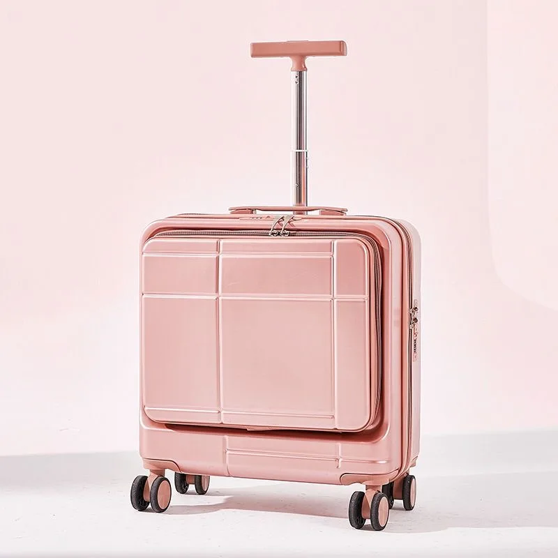 18inch Front opening Women travel suitcase on Universal mute wheels carry on Luggage rolling luggage case lightweight luggage