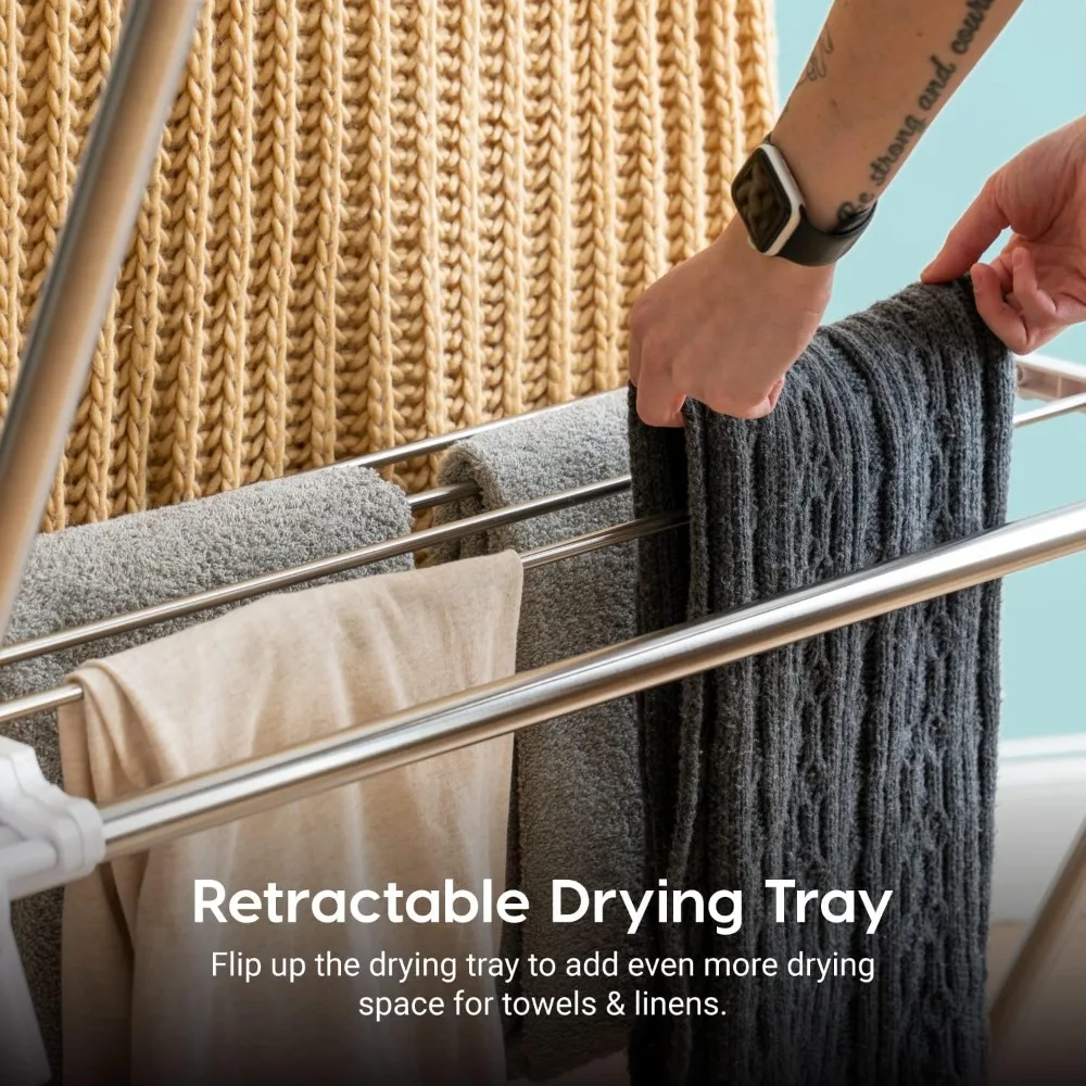 Opvouwbaar droogrek met uitschuifbare stangen, wasrek met grote capaciteit voor gezinnen, draagbare opslagoplossing