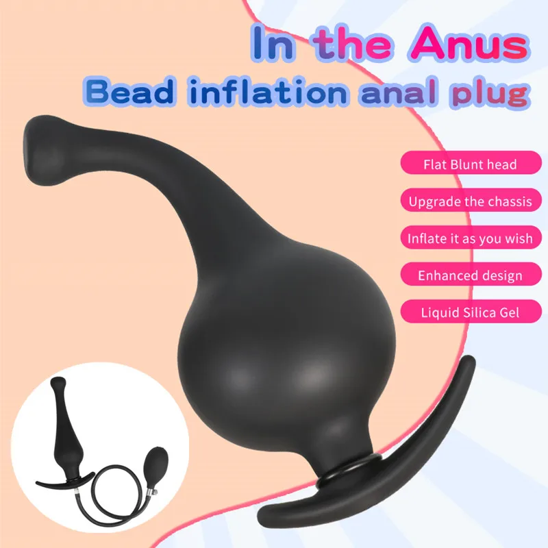 Inflatable Huge Anal Butt Plug Built-in Steel Ball Women Vaginal Anal Dilator Expandable Silicone Men Prostate Massager Sex Toys