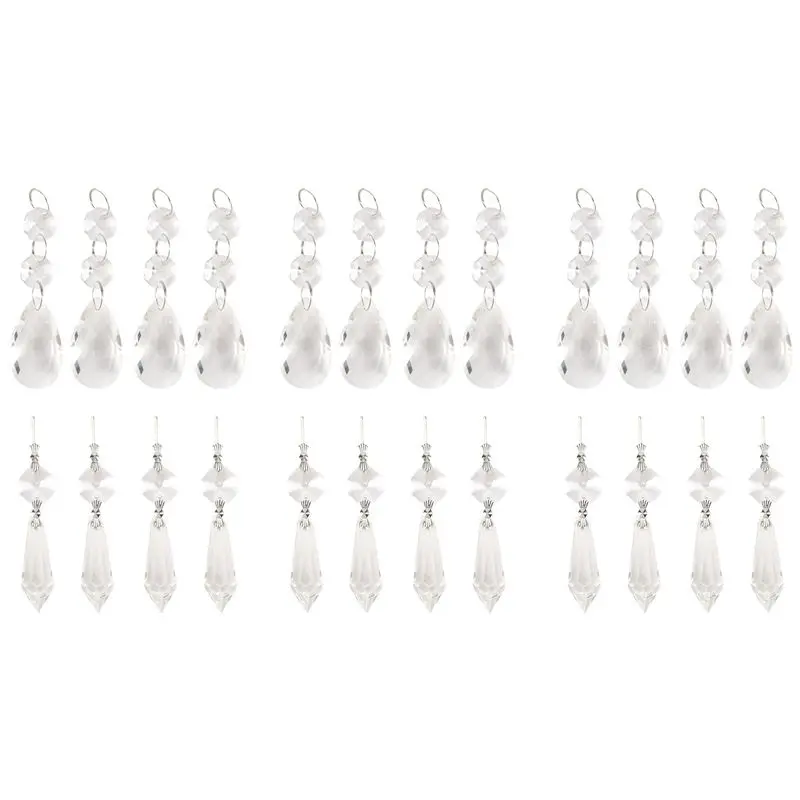 ABUL-72 Pcs Chandelier Crystal Prisms Pendants Set 38 Mm Clear Teardrop Icicle Chandelier Crystals Parts Replacement Crystals