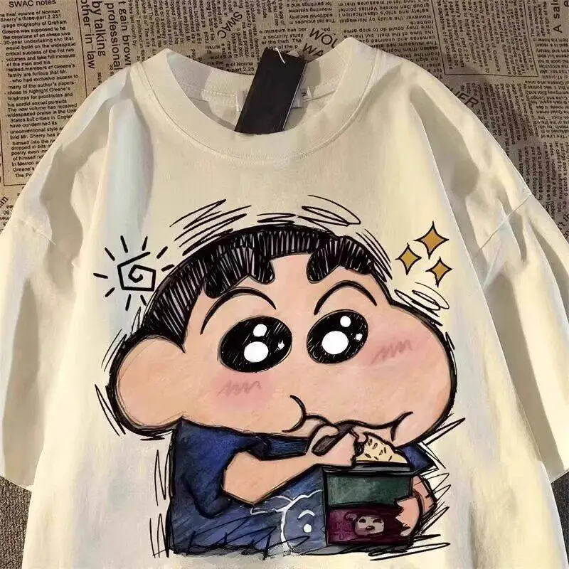 Crayon Shin-chan Boys and Girls Pure Cotton Short-Sleeved T-Shirt - Summer New Design - Japanese Cartoon Student Shirt
